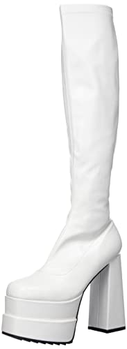 LAMODA Damen Bad Girl Knee High Boot, White Pu, 36 EU von LAMODA