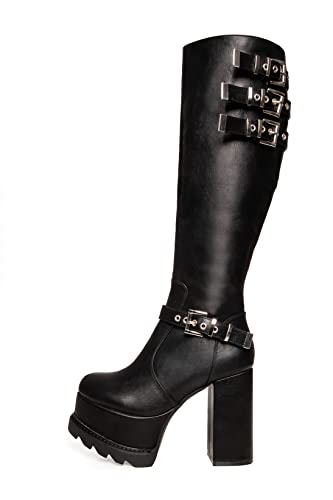 LAMODA Damen Beautiful Pain Knee High Boot, Black Pu, 37 EU von LAMODA