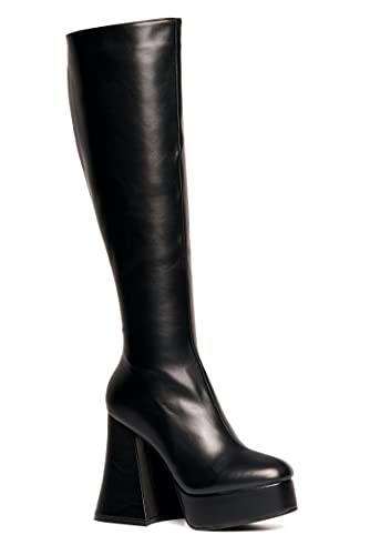 LAMODA Damen Black Swan Knee High Boot, Black Pu, 37 EU von LAMODA