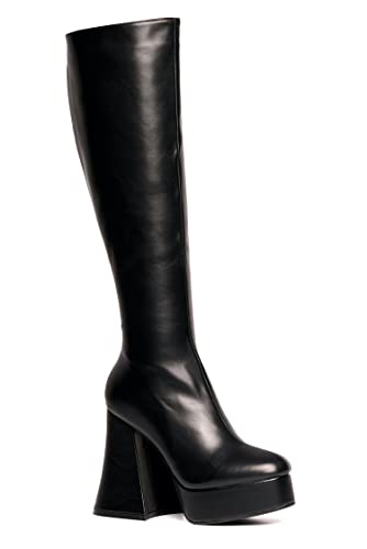 LAMODA Damen Black Swan Knee High Boot, Black Pu, 41 EU von LAMODA