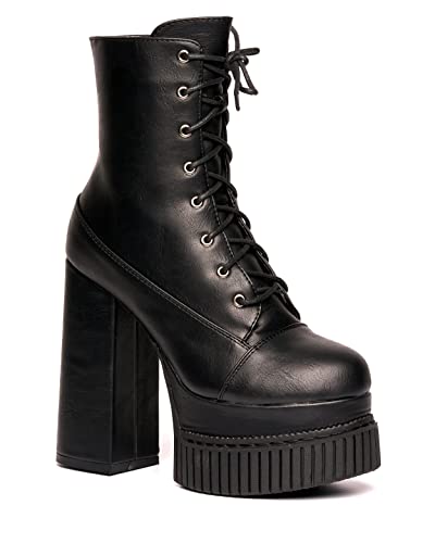 LAMODA Damen Brace Yourself Mid Calf Boot, Black Pu, 38 EU von LAMODA