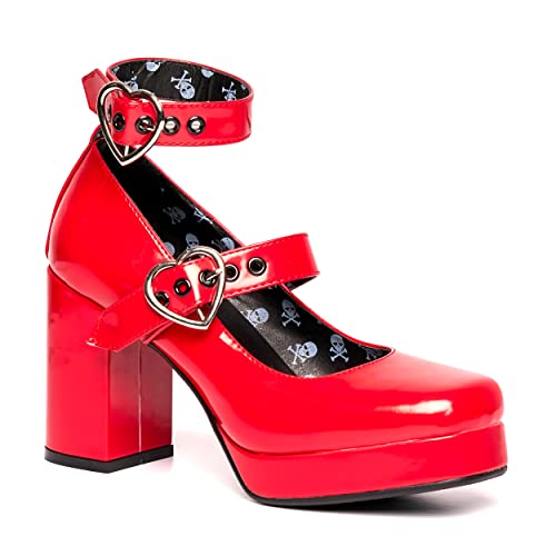 LAMODA Damen Chrome Heart Court Shoe, Red Patent, 36 EU von LAMODA