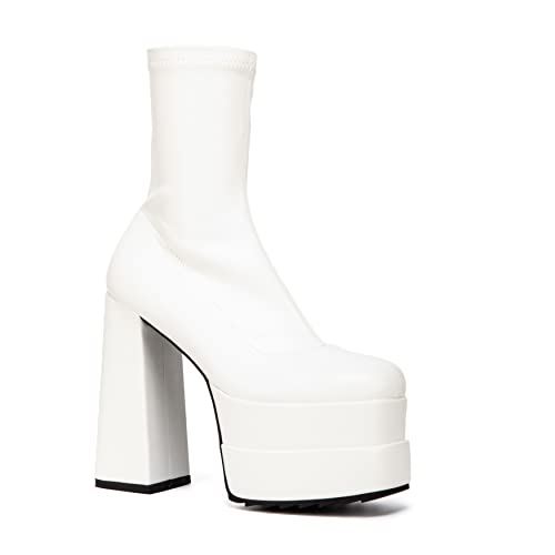 LAMODA Damen Crybaby Ankle Boot, White Pu, 40 EU von LAMODA