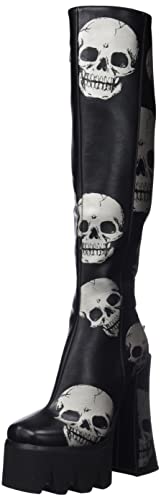 LAMODA Damen Deceased Knee High Boot, Black Pu Skull, 36 EU von LAMODA
