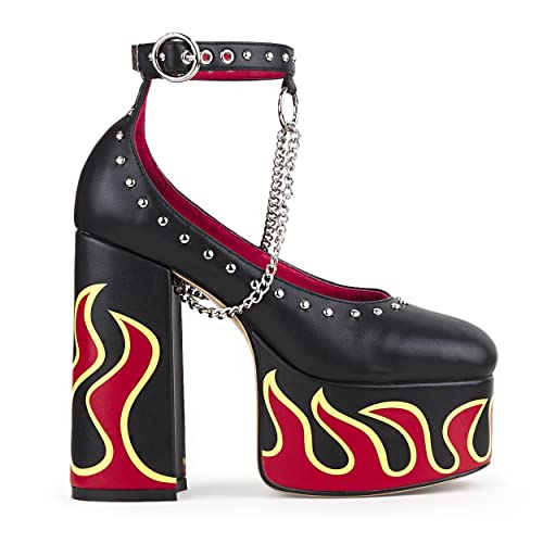 LAMODA Damen Desire Ankle Strap Extreme Court Shoe, Black Flame, 41 EU von LAMODA