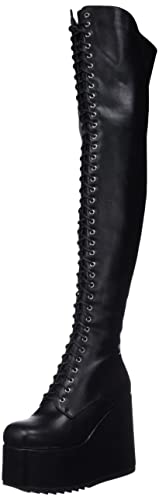 LAMODA Damen Don't Fold Knee High Boot, Black Pu, 40 EU von LAMODA