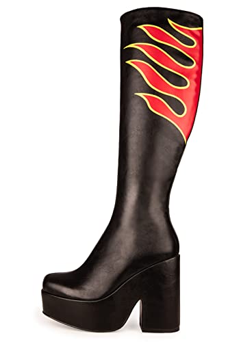 LAMODA Damen Emergency Knee High Boot, Black Pu, 37 EU von LAMODA