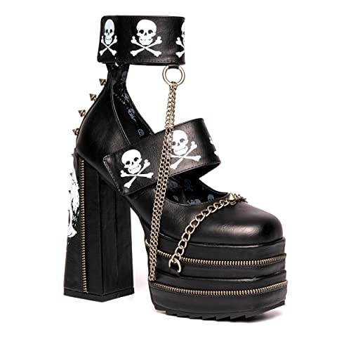 LAMODA Damen Grim Reaper Court Shoe, Black Skull, 36 EU von LAMODA
