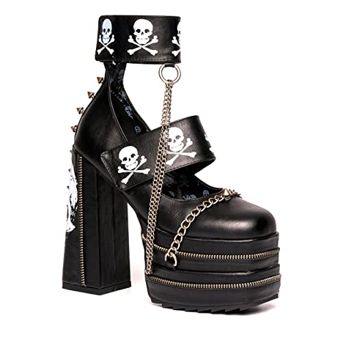 LAMODA Damen Grim Reaper Court Shoe, Black Skull, 37 EU von LAMODA