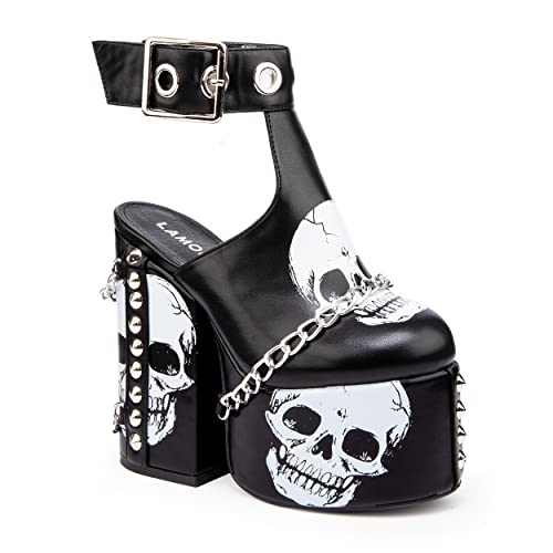 LAMODA Damen Hidden Closet Court Shoe, Black Skull, 37 EU von LAMODA