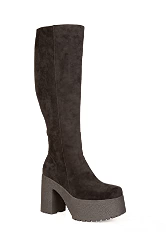 LAMODA Damen I'm What You Want Knee High Boot, Black Suede, 37 EU von LAMODA