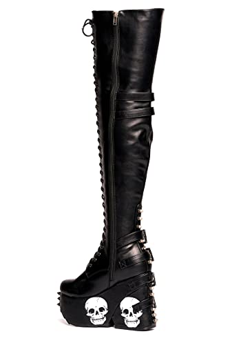 LAMODA Damen Irrational Thoughts Knee High Boot, Black Skull, 38 EU von LAMODA