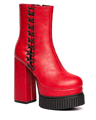 LAMODA Damen It Was Fate Mid Calf Boot, Red Pu, 37 EU von LAMODA