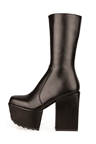 LAMODA Damen Magnolia Mid Calf Boot, Black Pu, 41 EU von LAMODA