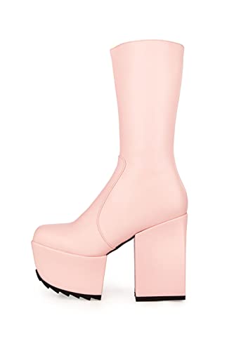 LAMODA Damen Magnolia Mid Calf Boot, Pink Pu, 40 EU von LAMODA