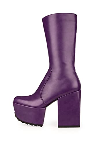 LAMODA Damen Magnolia Mid Calf Boot, Purple Pu, 38 EU LAMODA Damen Magnolia Mid Calf Boot, Purple Pu, 38 EU von LAMODA