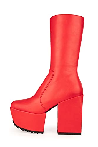 LAMODA Damen Magnolia Mid Calf Boot, Red Pu, 36 EU von LAMODA