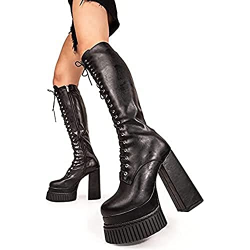 LAMODA Damen Moment Of Clarity Knee High Boot, Black Pu, 41 EU von LAMODA