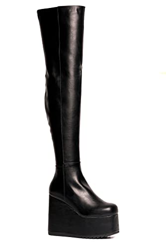 LAMODA Damen Never Again Knee High Boot, Black Pu, 36 EU von LAMODA