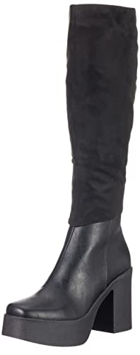 LAMODA Damen Not Thinking Straight Knee High Boot, Black Pu, 40 EU von LAMODA