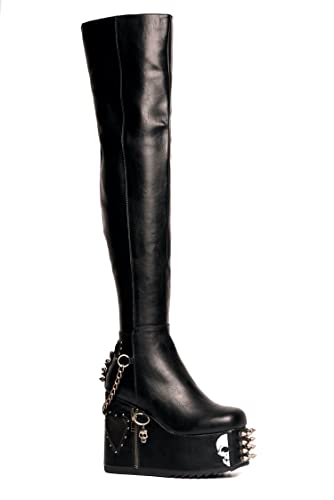 LAMODA Damen Out Of Line Knee High Boot, Black Skull, 38 EU von LAMODA