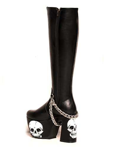 LAMODA Damen Phantom Knee High Boot, Black Pu Skull, 40 EU von LAMODA