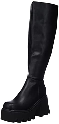 LAMODA Damen Ready Wide Fit Knee High Boot, Black Pu, 36 EU von LAMODA