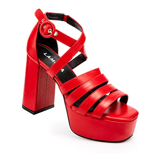 LAMODA - Red Common Occurrence Platform Sandals, EU 41 von LAMODA