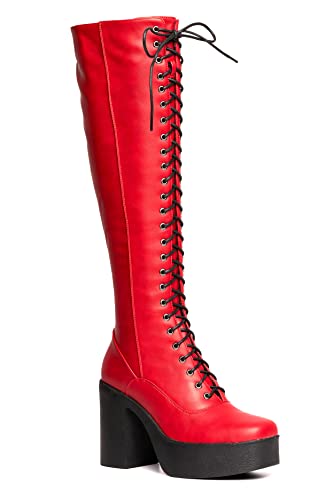 LAMODA Damen Seize The Power Knee High Boot, Red Pu, 36 EU von LAMODA
