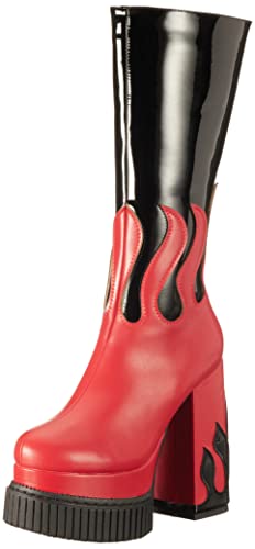 LAMODA Damen Show Off Mid Calf Boot, Black Patent Red Flame, 37 EU von LAMODA