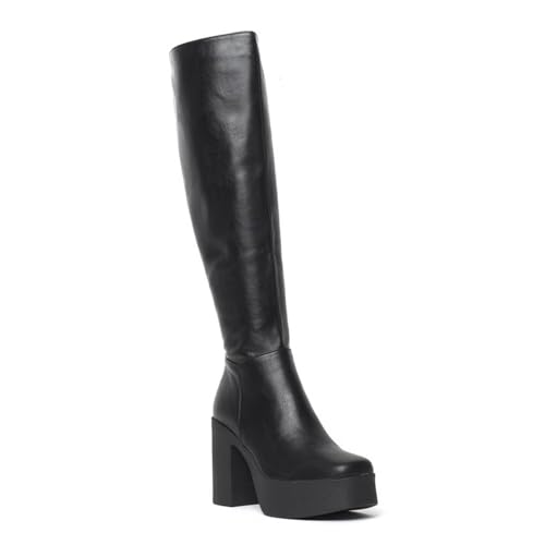 LAMODA Damen Slick Nicks Knee High Boot, Black Pu, 37 EU von LAMODA