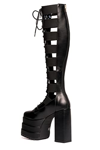 LAMODA Damen Smooth Criminal Knee High Boot, Black Pu, 39 EU von LAMODA