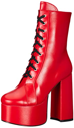 LAMODA Damen Strut Walk Extreme Red Corset Mid Calf Boot, Red Pu, 41 EU von LAMODA