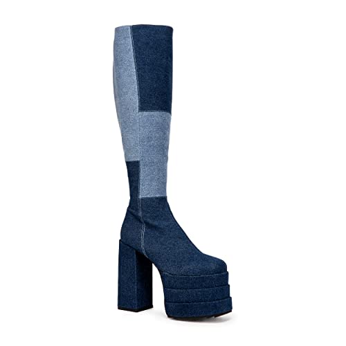 LAMODA Damen Talk Of The Town Knee High Boot, Denim, 37 EU von LAMODA