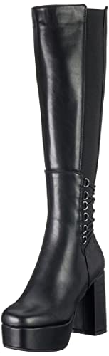 LAMODA Damen Tied To You Knee High Boot, Black Pu, 39 EU von LAMODA