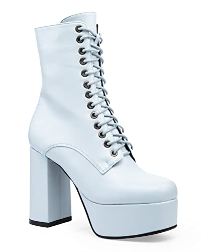 LAMODA Damen Trample Lace Up Ankle Boot, Blue Pu, 37 EU LAMODA Damen Trample Lace Up Ankle Boot, Blue Pu, 37 EU von LAMODA