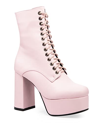 LAMODA Damen Trample Lace Up Ankle Boot, Pink Pu, 38 EU von LAMODA