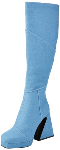 LAMODA Damen Überbrückung Kniehohe Stiefel, Light Denim, 40 EU von LAMODA