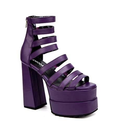 LAMODA - Purple Double Tap Platform Sandals, EU 38 von LAMODA