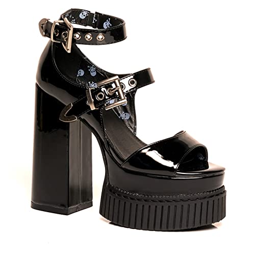 LAMODA - Solitude Creeper Platform Heels in Black Patent, EU 37 von LAMODA