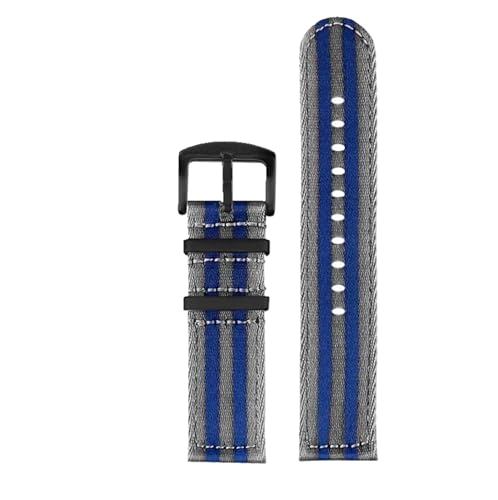LAMPPE 20mm Nylon-Uhrenarmband, Sport, Segeltuch, Schnellverschluss, Herren- und Damenarmband, Grau blau02, 20mm von LAMPPE