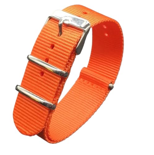 LAMPPE Nato-Uhrenarmband aus Nylon, 18mm, 20mm, 22mm, Sport-Stoff-Armband, universelle Uhrenarmbänder, Orange von LAMPPE