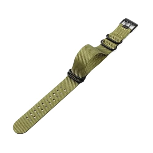 LAMPPE Wasserdichtes Nylon-Uhrenarmband, Sportuhrenarmband, Armee grün-schwarz buc, 22mm von LAMPPE