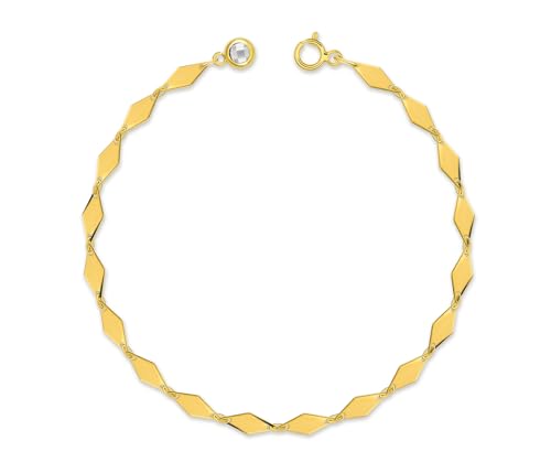 LAMUR Armband aus 585er-Gold, Modernes Goldarmband für Damen, Damenschmuck, Goldschmuck mit Reinigungstuch, Damenarmband, Länge 19 cm, mit Zirkon von LAMUR