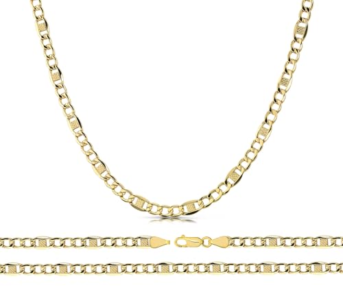 LAMUR Halskette aus 585er-Gold, Kette für Herren, Goldkette, Herrenschmuck mit Geschenkverpackung, Goldschmuck mit Reinigungstuch, Zeitlose Eleganz, 50 cm Länge & 3,9 mm Breite, Figaro-Kette LAMUR Halskette aus 585er-Gold, Kette für Herren, Goldkette, Herrenschmuck mit Geschenkverpackung, Goldschmuck mit Reinigungstuch, Zeitlose Eleganz, 50 cm Länge & 3,9 mm Breite, Figaro-Kette von LAMUR