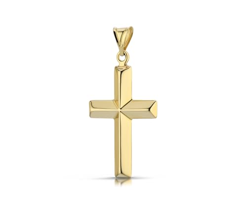 LAMUR Kreuzanhänger aus 585er-Gold, Christliches Kreuz Anhänger 27 x 14 mm, für Kommunion, Konfirmation, Echtgold, für Kette bis zu 6/4,5 mm von LAMUR