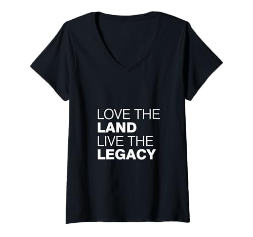 Damen Liebe das Land Lebe das Vermächtnis T-Shirt mit V-Ausschnitt Damen Liebe das Land Lebe das Vermächtnis T-Shirt mit V-Ausschnitt von LAN8V MK