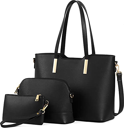 LANA El Zafiro - dreiteiliges Set mit Damen-Umhängetasche, Handtasche - Saffiano-Kunstleder - Schwarz von LANA