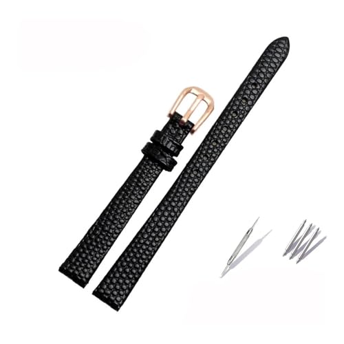 Kleines Lederarmband passend for AJIDOU Time Stamp, passend for Fossil Poly Time-Armband, Damen-Uhrenkette, Armband 8 mm, 10 mm, 12 mm, 14 mm(Black-rose gold,6mm) von LANAPPTLTG