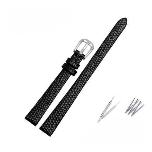 Kleines Lederarmband passend for AJIDOU Time Stamp, passend for Fossil Poly Time-Armband, Damen-Uhrenkette, Armband 8 mm, 10 mm, 12 mm, 14 mm(Black-silver,14mm) von LANAPPTLTG